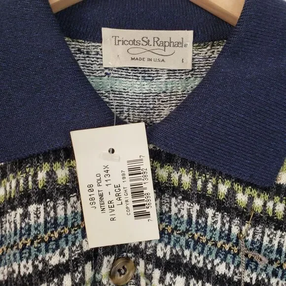 VTG Tricots St Raphael Men Sweater L Textured USA Gorp Preppy Eclectic Grandpa